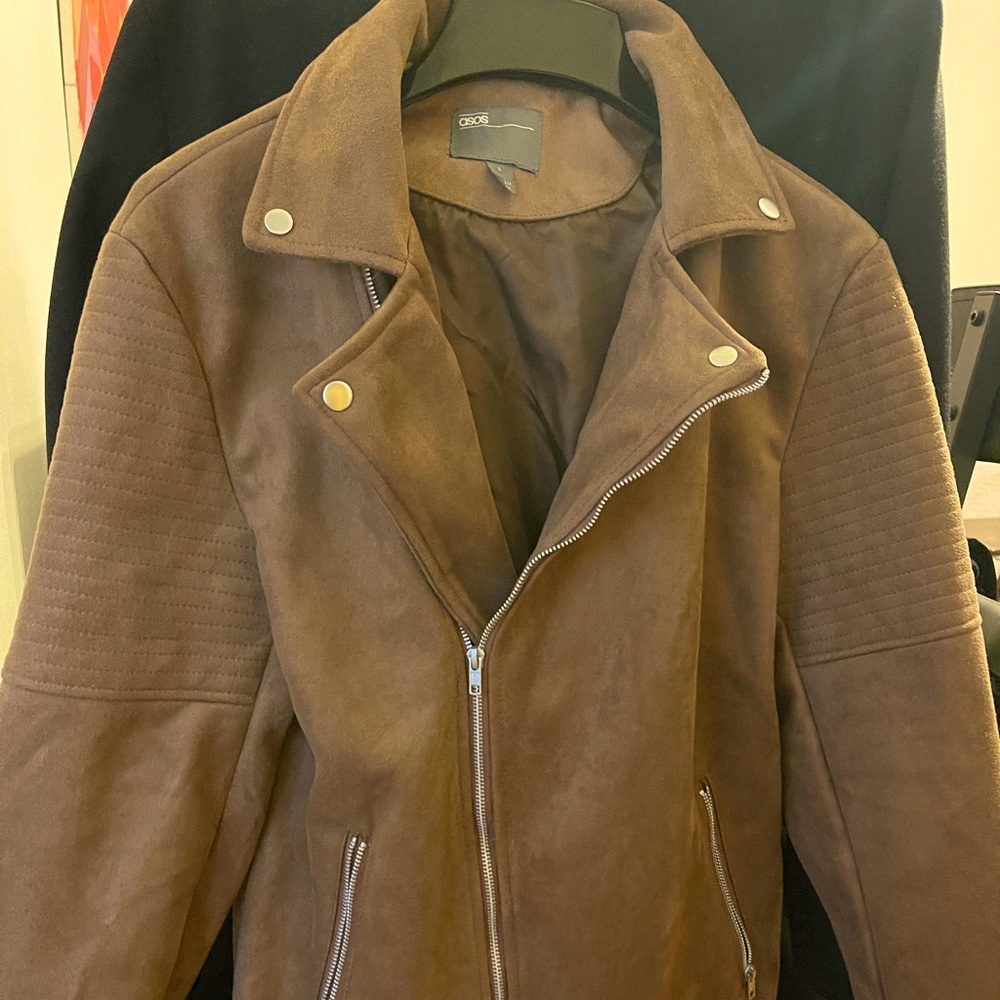 ASOS faux suede brown biker jacket